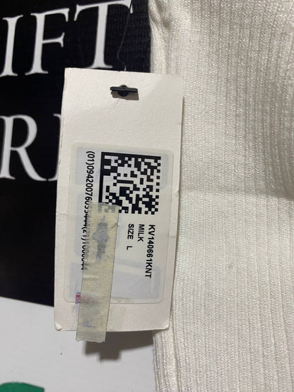 GLASSONS |L| BUST 12| OFF-WHITE RIBBED HALTER TOP
