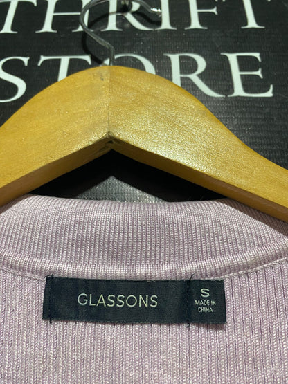 GLASSONS |S| BUST 11| DUSTY PINK COLLARED KNIT TOP