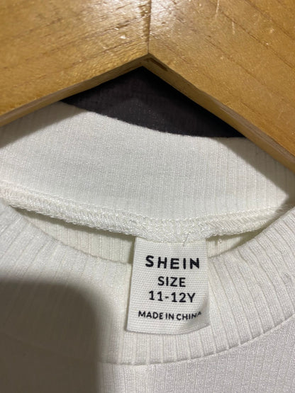 SHEIN |S| BUST 14| MODERN WHITE RIBBED CROSS-FRONT CROP TOP