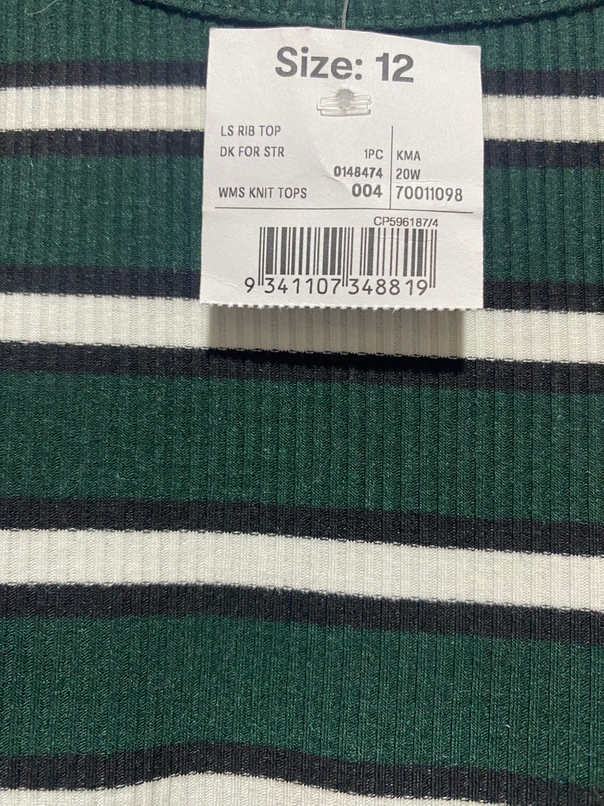 ANKO |M| BUST 16| CLASSIC DARK GREEN AND WHITE STRIPED LONG SLEEVE TOP – ESSENTIAL RIBBED KNIT