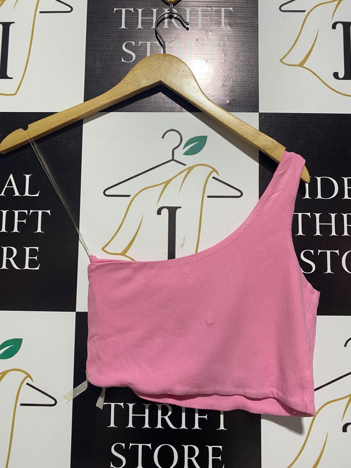 MINX & MOSS |XS| BUST 13| C1 | PLAYFUL PINK ONE-SHOULDER RIBBED CROP TOP