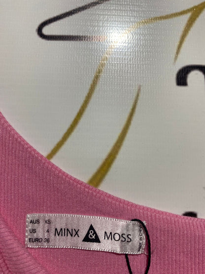 MINX & MOSS |XS| BUST 13| C1 | PLAYFUL PINK ONE-SHOULDER RIBBED CROP TOP