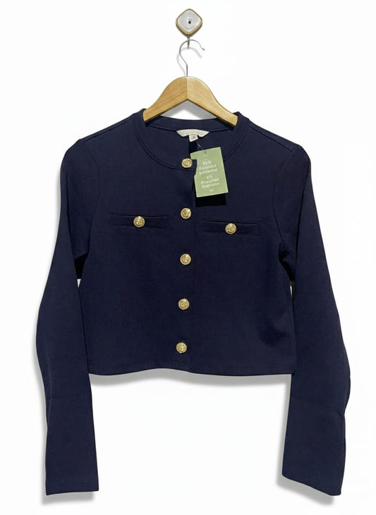 H&M |S| BUST 17| NAVY BLUE CROPPED MILITARY-STYLE JACKET