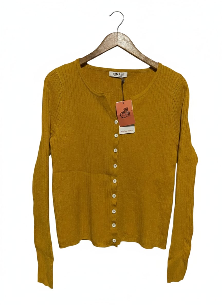PAN PAN |M| BUST 17| MUSTARD YELLOW RIBBED CARDIGAN