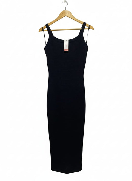LILY LOVES |XS| BUST 14| BLACK SLEEVELESS SCOOP NECK RIBBED MIDI DRESS