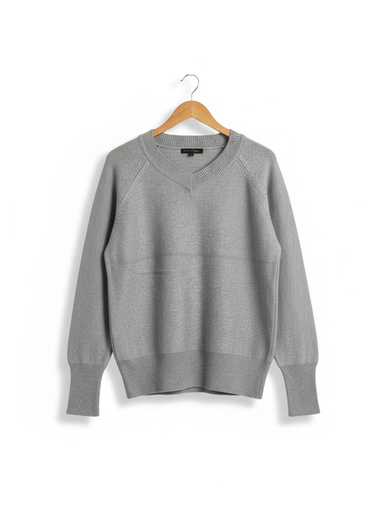 CAROLINE MORGAN |L| BUST 21| LIGHT GREY V-NECK RAGLAN SWEATER