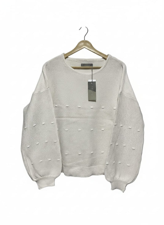 KATIES |XL| BUST 23| White Textured Knit Sweater