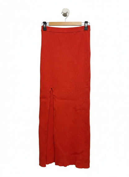 BEC BRIDGE |M| WAIST 26| C6| RIBBED KNIT MAXI SKIRT WITH SIDE SLIT