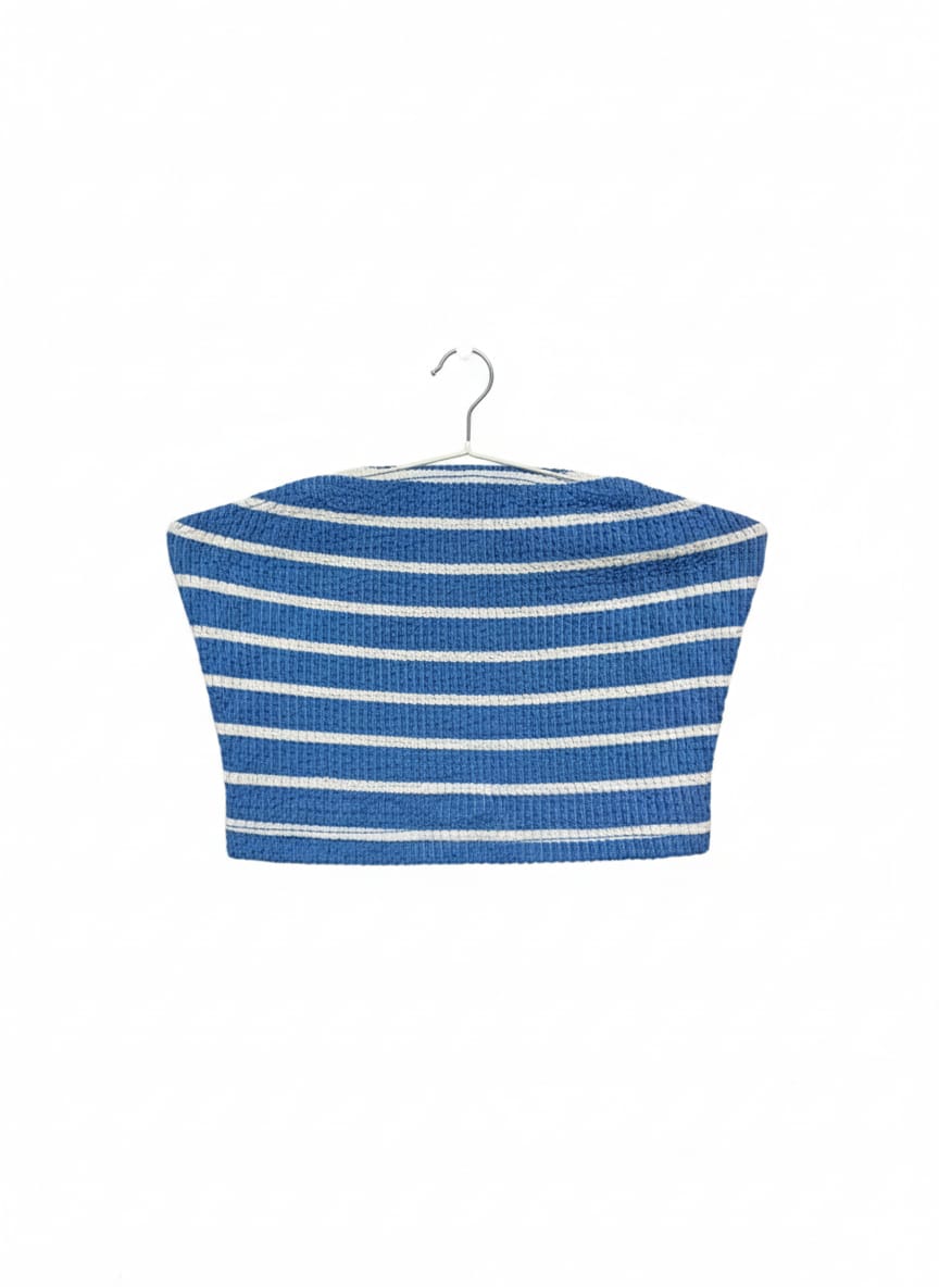SHEIN |XS| BUST 11|C2| STRIPED KNIT BANDEAU TOP