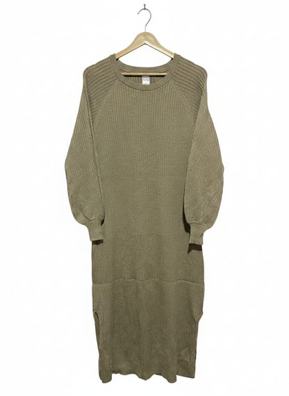 ANKO |L| BUST 17 | STAY COZY AND STYLISH IN THIS OLIVE GREEN RIBBED MAXI DRESS