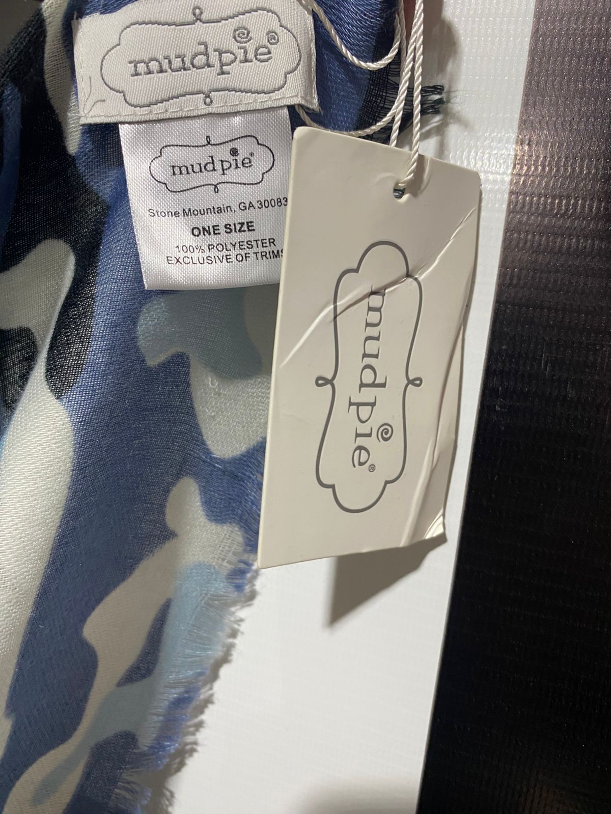 MUDPIE | Blue, Black, And White Camouflage Scarf or Shawl