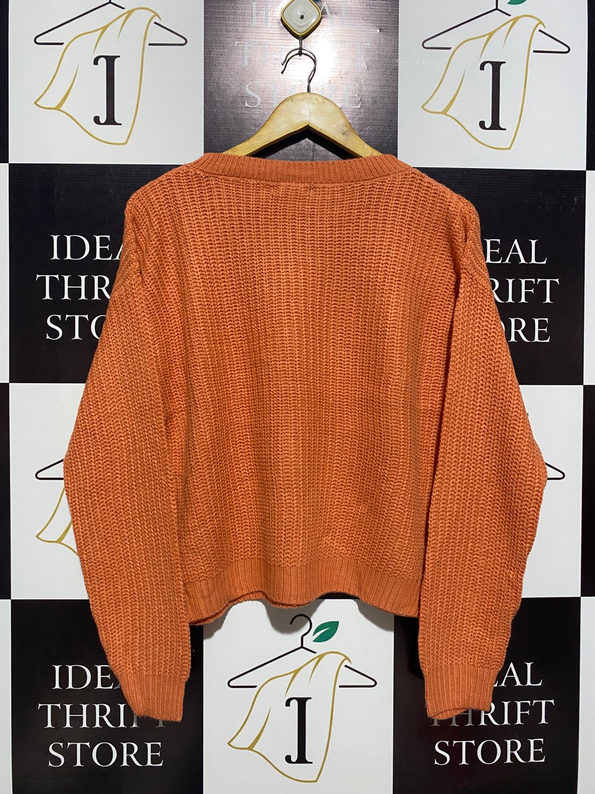 BOOHOO |XL| BUST 22| WAFFLE-KNIT SWEATER BRIGHTEN UP YOUR COLD-WEATHER ROTATION WITH THIS RADIANT ORANGE PULLOVER
