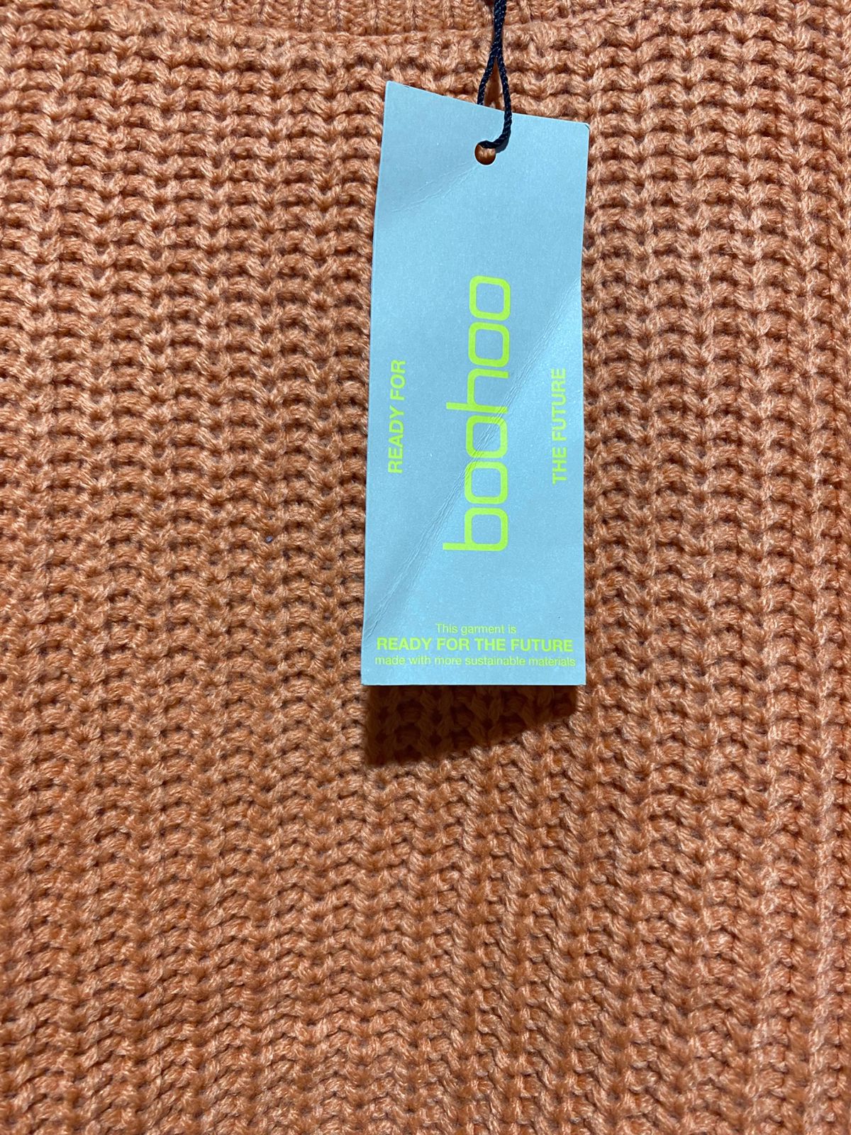 BOOHOO |XL| BUST 22| WAFFLE-KNIT SWEATER BRIGHTEN UP YOUR COLD-WEATHER ROTATION WITH THIS RADIANT ORANGE PULLOVER