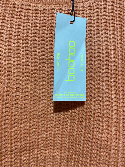 BOOHOO |XL| BUST 22| WAFFLE-KNIT SWEATER BRIGHTEN UP YOUR COLD-WEATHER ROTATION WITH THIS RADIANT ORANGE PULLOVER