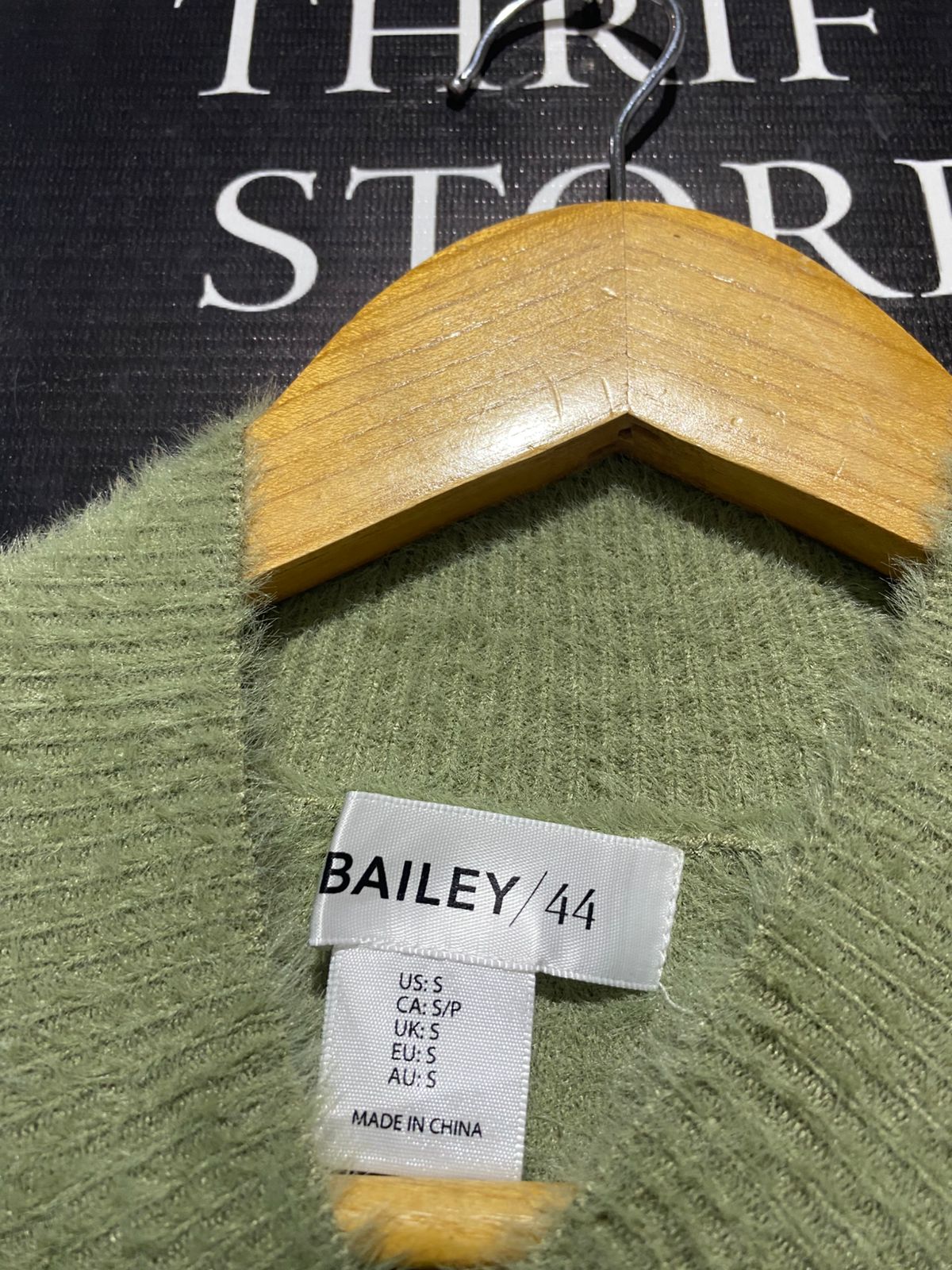 BAILEY |S| BUST 18| FUZZY MOCK-NECK SAGE SWEATER