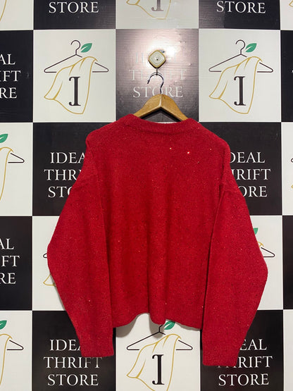 H&M |M| BUST 23 | CHUNKY RED SPECKLED CREWNECK SWEATER