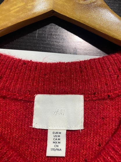 H&M |M| BUST 23 | CHUNKY RED SPECKLED CREWNECK SWEATER