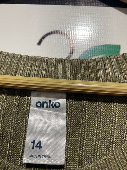 ANKO |L| BUST 17 | STAY COZY AND STYLISH IN THIS OLIVE GREEN RIBBED MAXI DRESS