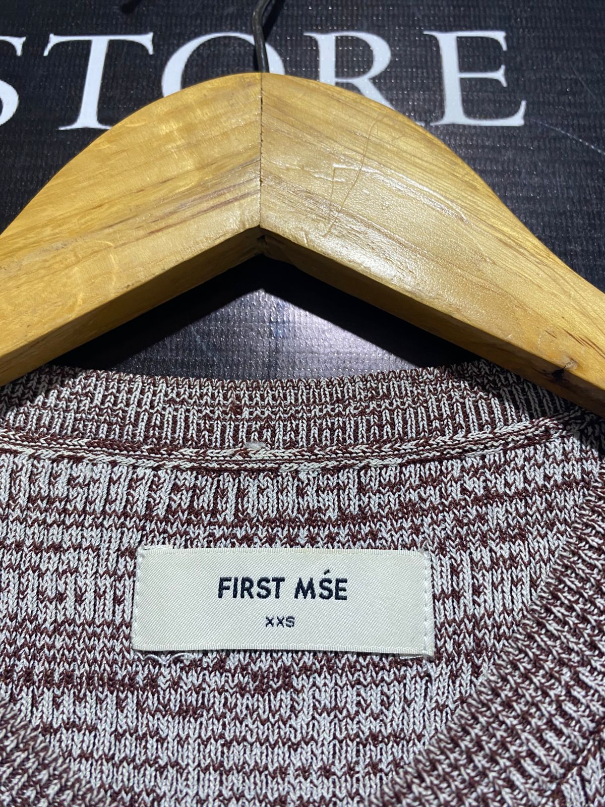 FIRST MSE |XS| BUST 10| MELANGE KNIT HIGH-NECK CROP TANK