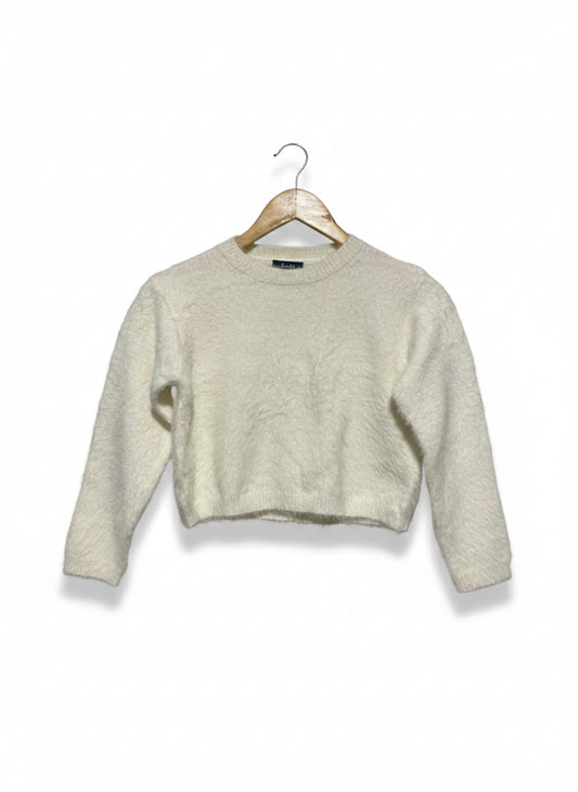 BARDOT JUNIOR |M| BUST 16| CREAM TEXTURED FUZZY CROP SWEATER