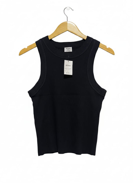 COTTON ON |M| BUST 14| BLACK RIBBED RACERBACK TANK TOP