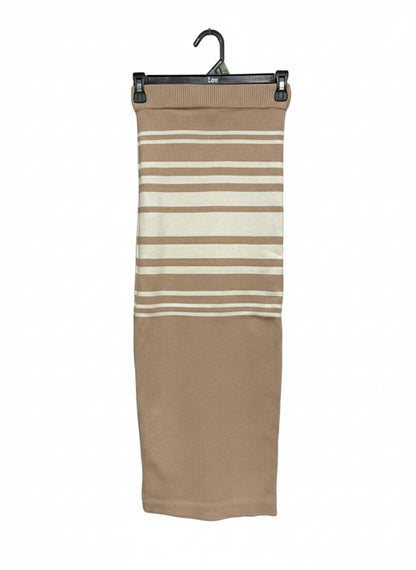 STYLE STATE |S| WAIST 24| C6| TAN AND CREAM STRIPED KNIT TUBE SKIRT