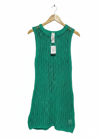 COTTON ON BODY  |XS| BUST 14| EMERALD GREEN OPEN-WEAVE CROCHET TANK TOP
