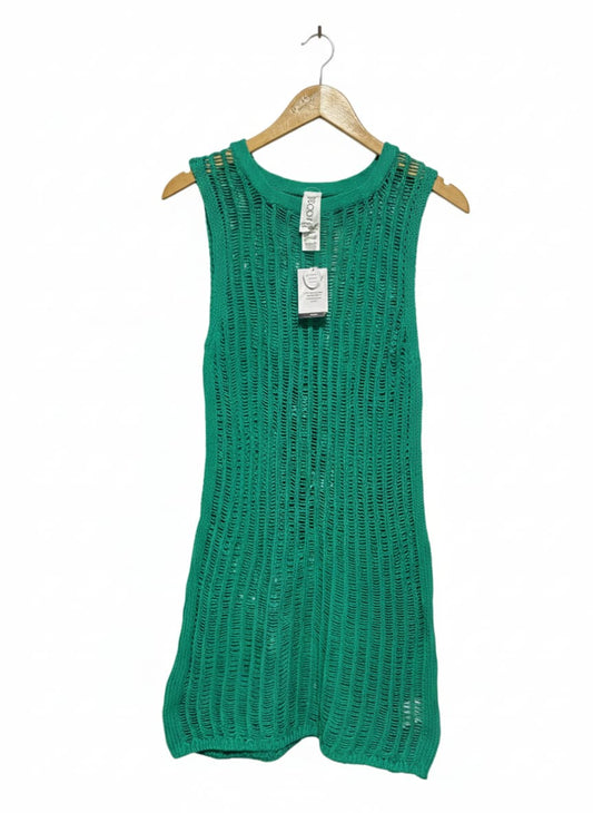 COTTON ON BODY  |XS| BUST 14| EMERALD GREEN OPEN-WEAVE CROCHET TANK TOP