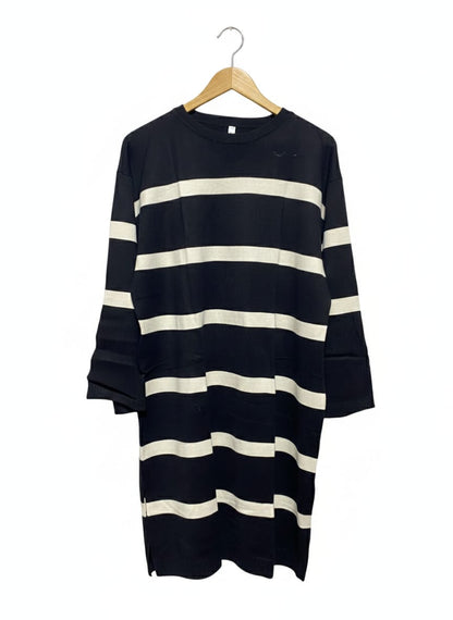 & ME |M| BUST 21| BLACK AND WHITE STRIPED KNIT T-SHIRT DRESS