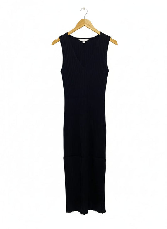 PREVIEW |M| BUST 13| SLEEVELESS BLACK RIBBED V-NECK MAXI DRESS