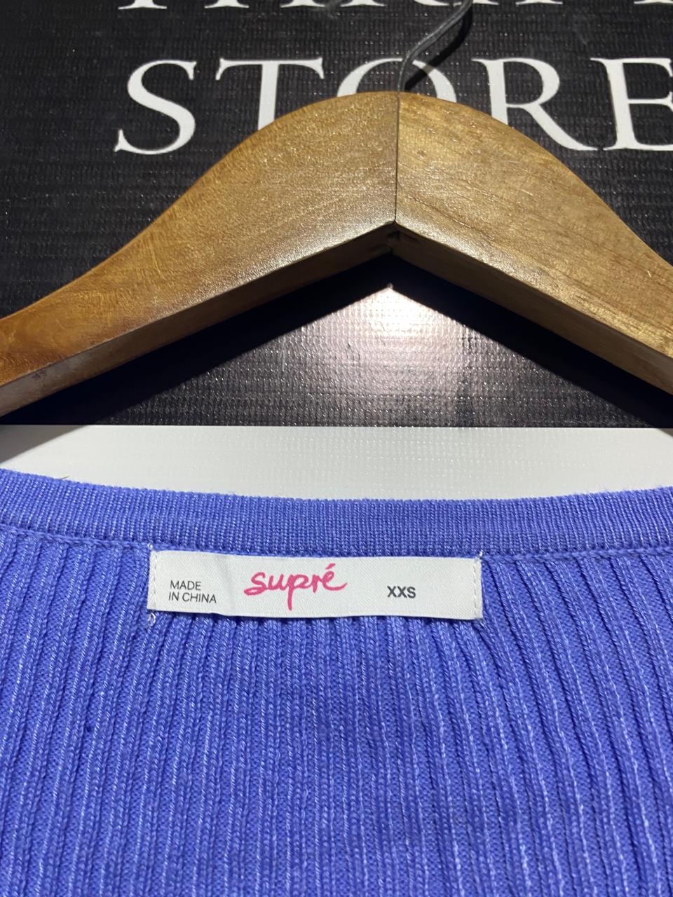 SUPRE |XS| BUST 13| PURPLE RIBBED BUTTON-UP CROP CARDIGAN
