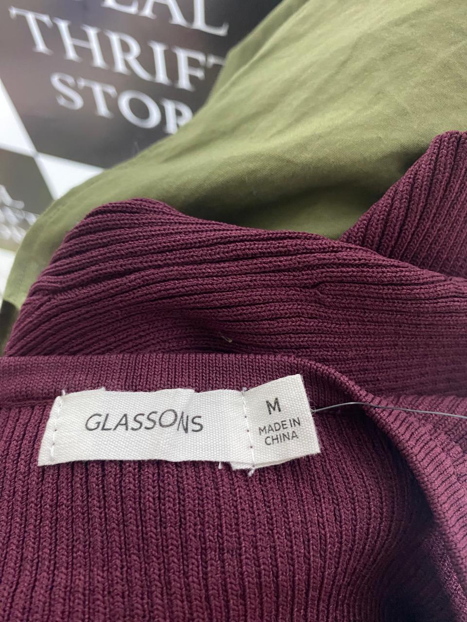 GLASSONS |M| BUST 13| PLUM HALTER-NECK BUTTON-DOWN TOP