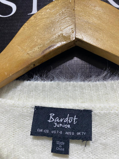 BARDOT JUNIOR |M| BUST 16| CREAM TEXTURED FUZZY CROP SWEATER