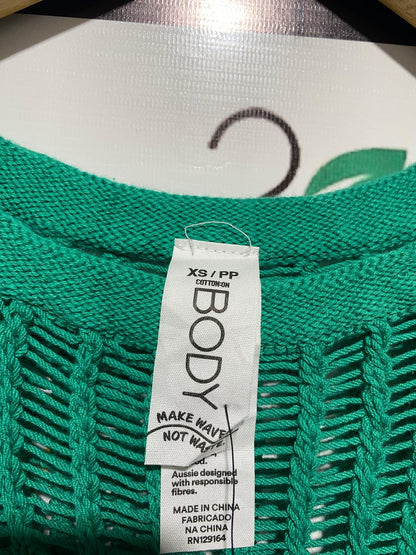 COTTON ON BODY  |XS| BUST 14| EMERALD GREEN OPEN-WEAVE CROCHET TANK TOP