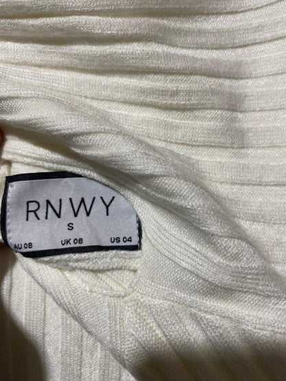 RNWY |S| BUST 13| WHITE RIBBED CRISS-CROSS HALTER MAXI DRESS