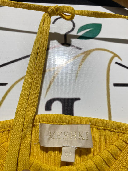 MESHKI |XS| BUST 9| VIBRANT YELLOW RIBBED HALTER CUT-OUT MAXI DRESS