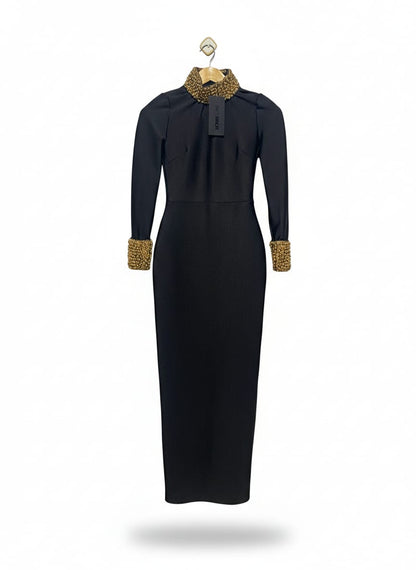 NOVALUXE |S| BUST 14| Long Black Bodycon or Bandage Midi Dress