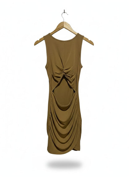 SHEIN |S| BUST 14| EARTH-TONE BACKLESS MINI DRESS WITH KNOT DETAIL