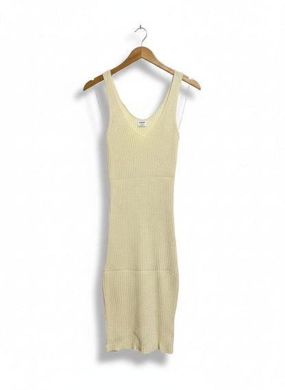 COTTON ON |S| BUST 11| CREAM RIBBED V-NECK SLEEVELESS MAXI DRESS