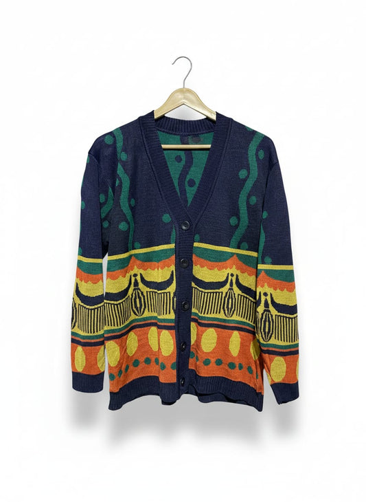 VIBRANT ECLECTIC GEOMETRIC KNIT CARDIGAN |L| BUST 21|