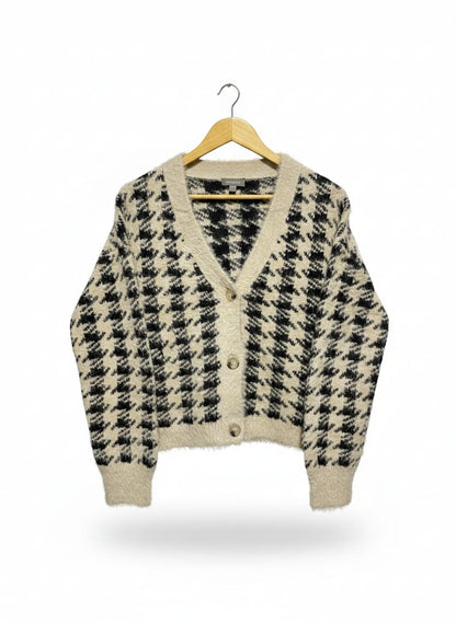 SUSSAN |XS| BUST 21| VINTAGE HOUNDSTOOTH FUZZY CARDIGAN