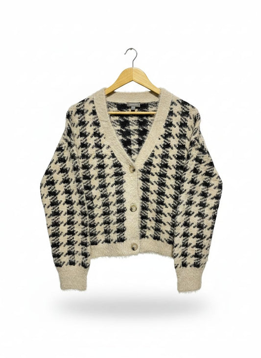 SUSSAN |XS| BUST 21| VINTAGE HOUNDSTOOTH FUZZY CARDIGAN