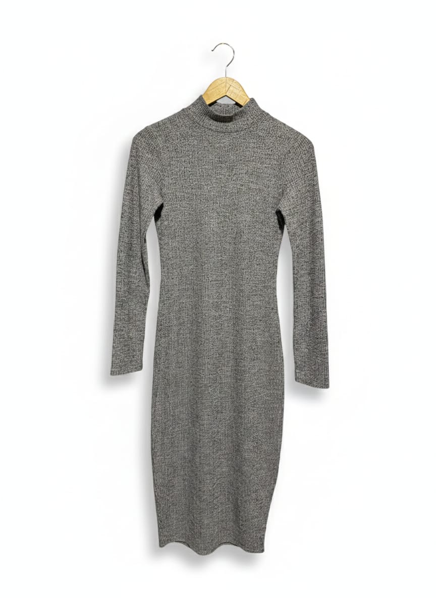 SUPRE |S| BUST 15| ASHLYN MOCK-NECK RIBBED MIDI DRESS
