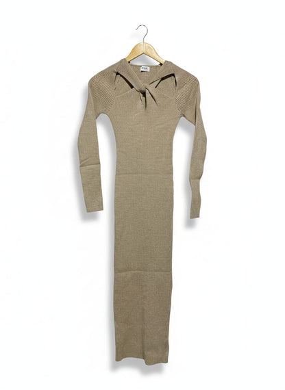 MVE BRAND |M| BUST 12| VALENTINA TWIST-FRONT CUT-OUT MIDI DRESS