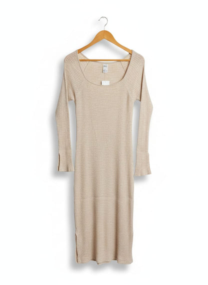 ANKO |M| BUST 14| RIBBED KNIT MIDI DRESS IN OATMEAL