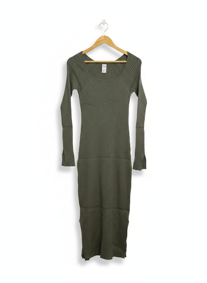 ANKO |M| BUST 13| OLIVE GREEN RIBBED MAXI DRESS