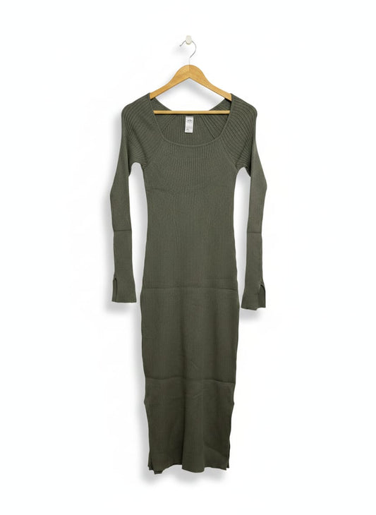 ANKO |M| BUST 13| OLIVE GREEN RIBBED MAXI DRESS