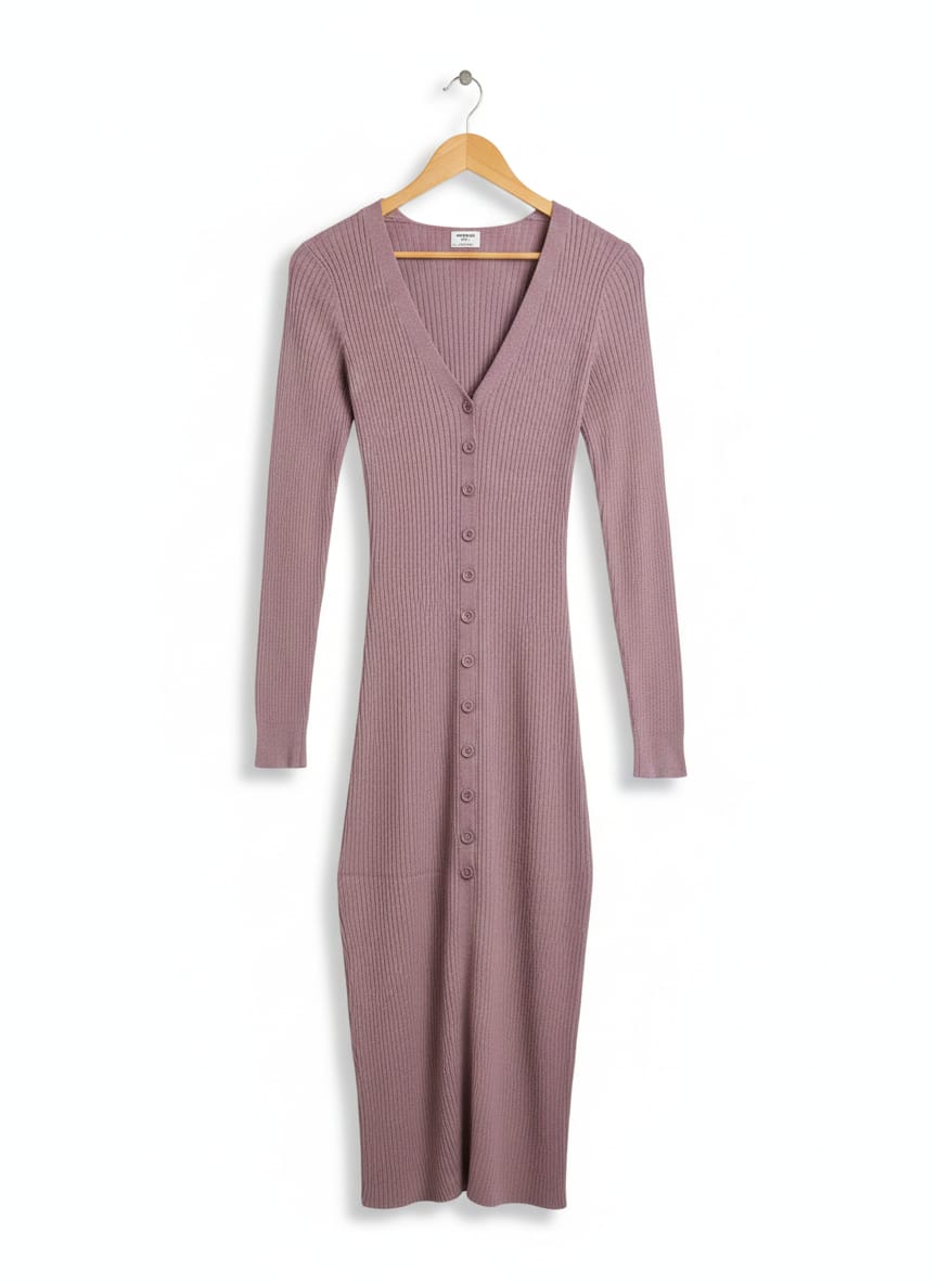 COTTON ON |S| BUST 12| MAUVE RIBBED BUTTON-FRONT MAXI DRESS