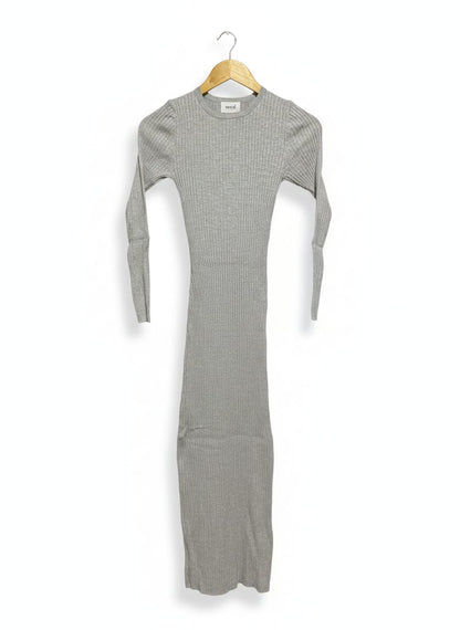 SEED |XS| BUST 11| GREY RIBBED LONG-SLEEVE MAXI DRESS