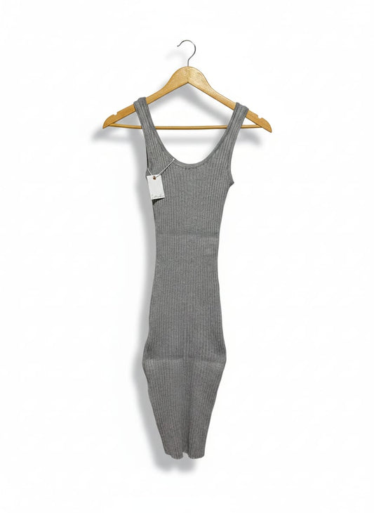 LNTRUDER |XS| BUST 9| GREY RIBBED MAXI DRESS